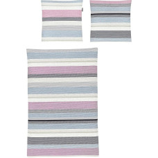 Irisette Bed Linen Soft Seersucker Rosewood Blue/Black Size 135 x 200 cm (80 x 80 cm)