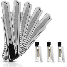 SANAWATEC 5 x profesionalūs pjaustymo peiliai 18 mm + 30 x atlenkiami peiliukai Kilimų peilis Profesionalus kata peilis pagamintas iš aliuminio, tvirtas ir itin tvirtas, su 30 peiliukų, skirtas namams ir komercinėms patalpoms