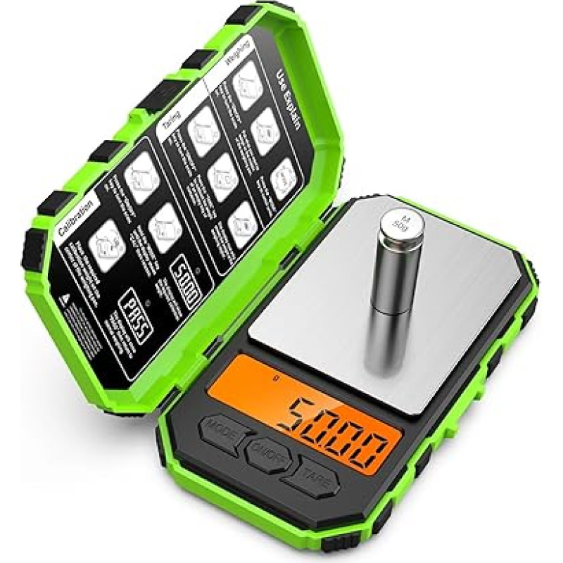 Digitalwaage, Digitale Waage, 200 g/0,01 g, tragbare Mini-Elektronikwaage, professionelle Präzisionswaage, Taschenwaage mit 50 g Kalibriergewichten