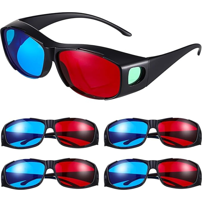 Hemobllo Red Blue 3D Glasses - Pack of 5 Anaglyph 3D Glasses Universal 3D Viewing Glasses 3D Movies Glasses Red and Blue 3D Glasses 3 Glasses for Home Cinema Theatre TV Game