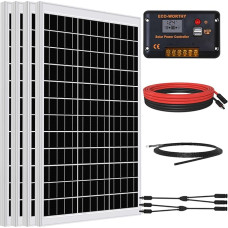 DCHOUSE Solar Panel 480 W 12 V Monocrystalline Solar Panel Ideal for Motorhome, Garden Shed, Boat, High Efficiency Photovoltaic Mono Solar Cell (4 Pieces 120 W)