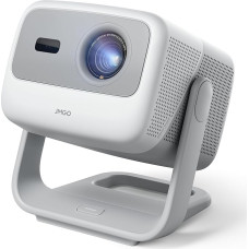 JMGO N1S 4K UHD Mini Projector, Triple Laser Projector, 1100 ISO Lumens, Gimbal Real Time Auto Focus, Google TV, Netflix, 110% BT.2020, HDR10, 10W Dolby Audio, Blu-ray 3D, 200 Inch for Outdoors