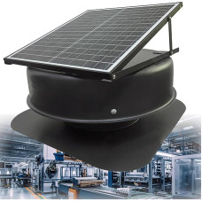 Saulės energiją naudojantis ventiliatorius, stogo ventiliatorius, didelis oro srautas, saulės stogo vėdinimo ventiliatorius, su termostatu, nuotolinio valdymo pultas, įmontuotas bešepetėlinis nuolatinės srovės variklis, 1600 aps/min.