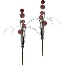 Dirbtinė gėlė Allium su žole Dekoratyviniai porai Dirbtinė puošmena gėlių kompozicijoms Dirbtiniai augalai Šerkšnas su dirbtiniu sniegu Kalėdų puošmena Žiemos puošmena Gėlės Augalai