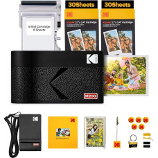 KODAK Mini 2 ERA 4PASS Mobile Photo Printer (5.3 x 8.6 cm) Gift Package + 8 Sheets Included + 60-Sheet Cartridge, Black