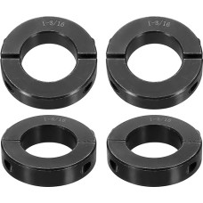 QUARKZMAN Pakuotė iš 4 dvigubų dalijamų veleno apvadų 1-3/16 colių velenui, dviejų dalių tvirtinimo apvadas, 2-1/16 colio išorinis skersmuo, 1/2 colio plotis, juodo oksido plieno fiksavimo apvado spaustukas, nustatyto varžto tipo