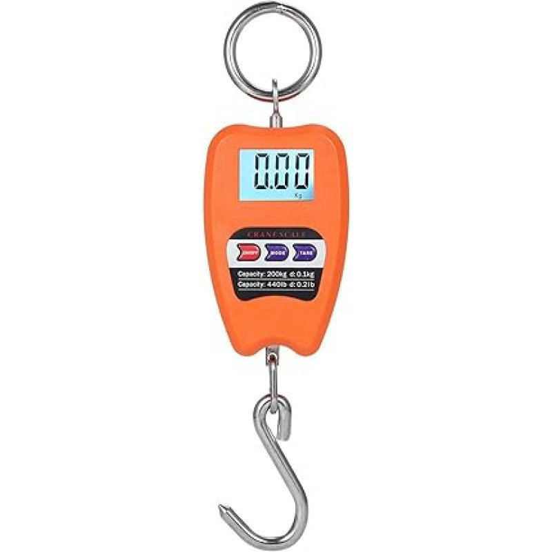 Digitalwaage, 200 kg Hänwaa, digitale Küchenwaa, Hintergrundbeleuchtung, Anlwichte, Taschenwaa mit präzisen Sensoren, tragbare Mini-Kranwaa(Orange)