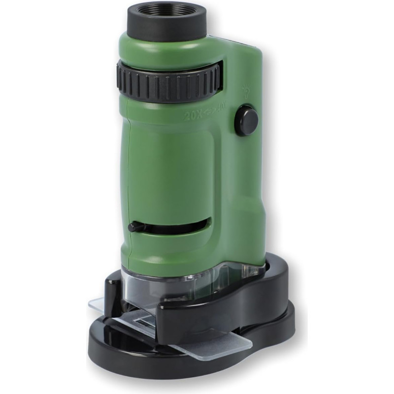 Carson Microbrite LED Lighted 20-40x Pocket Microscope with 2 Slides and Base Stand