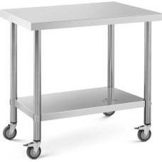 Royal Catering Darbo stalo stalviršis ant ratukų 2 lygių 60 x 90 cm STAL iki 145 kg