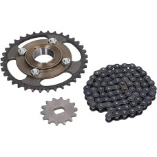 Metal Steel 420 14 Tooth Sprocket and 36 Tooth Crankset with 76 Chain Set, Fit for DIY Scooters, ATV, Motorcycles, Vehicles