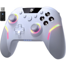 EasySMX X20 Wireless Controller PC with RGB, Bluetooth Controller with 2 in 1 Trigger & Removable Hall Joystick & Mechanical Buttons, 6 Axis Gyro, Compatible with PC/Switch/Mobile Phone, White