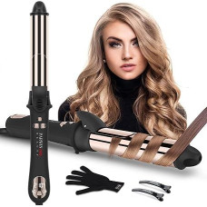 360° Rotating Curling Iron Automatic, PARWIN PRO BEAUTY Curling Iron 32 mm, Nano Titanium Coating, Hair Curler with LCD Display, 120-210°C