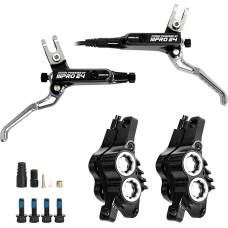 Bromlbe MTB Hydraulic Disc Brake Set, 4 Piston Bicycle Disc Brake Sets, CNC Hydraulic Disc Brake Bicycle, Left Front/Right Rear, Bicycle Brake Set for Mountain Bike