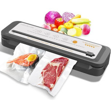 MEGAWISE Vacuum Sealer Portable Strong Suction Food Seal Bag and Cutter Included with External Vacuum Function Fresh Dispenser (Silver)