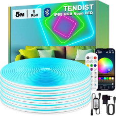 TENDIST 5 m Flexible Neon LED Strip Waterproof RGB IP68 LED Strip Outdoor Bluetooth with Smart App, Outdoor Neon Light Music Sync for Patio, Balcony, Garden, Wall Panels