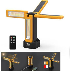 iodoo Solar Battery LED Construction Spotlight with Tripod, 13200 mAh Capacity Battery, 8000 Lumen Brightness LED Spotlight, for Construction Sites, Outdoor Camping, Workshop and Studio (Orange