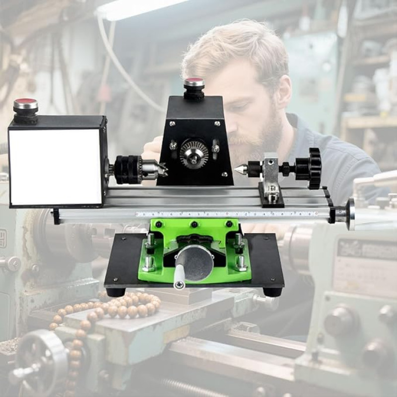 Mini-Drehmaschine für Holzdrehmaschine, hohe Leistung 1200 W mit Präzisionsbohrfutter, ideal für detaillierte Handwerks- und DIY-Projekte