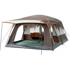 KinZon Stovyklavimo palapinė 10 asmenų Vandeniui atspari didelė šeimyninė palapinė su 2 miegamaisiais, 6 dideliais tinkliniais langais piknikui, stovyklavimui