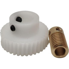 Pinion Gear 1 Set 0.5 Module 25 Teeth Worm Gear 1:25 Gear Ratio 0.5 M Plastic Turbine Gear with 6 mm Bore Brass Worm Shaft Drive Mechanism (6 mm Bore)