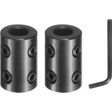 sourcing map 2 Stück Wellenkupplung, 5/16 Zoll Bohrung, 5/8 Zoll Außendurchmesser, 2,5 cm Länge, schwarzer, oxidierter Stahl, starre Kupplung mit Sechskantschlüssel für 3D-Drucker, Motorrad (4