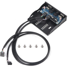 ASHATA USB Faceplate, USB2.0 HD Audio Floppy Faceplate 3.5 Inch 9Pin to 2 USB2.0 Interface with Mic Audio Plug and Play