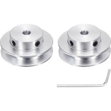 sourcing map 2 Pieces Single Groove Pulley 6mm Fixed Bore 40mm OD Aluminum Alloy Mechanical Pulley with Hex Wrench for 6mm PU Round Belt