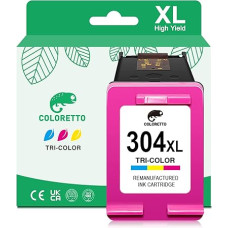 COLORETTO 304 XL Printer Ink Cartridge for HP Deskjet 3700 Cartridges for HP Envy 5010 5030 5058 AMP 100 120 125 130 DeskJet 2600 2620 2621 3720 3755 3764 for HP 304 4XL cartridges (1 colour)