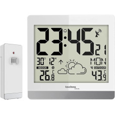 technoline WS8119 Digital Radio Wall Clock with Temperature Display and Weather Forecast, White