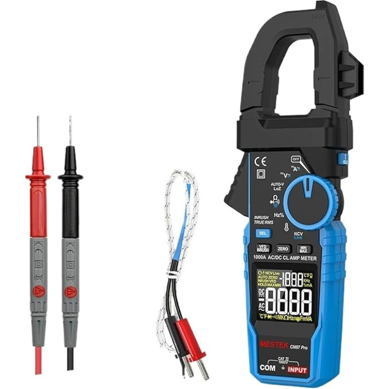 TIEOAXFT CM87Pro Strommesszange 1000A 1000V AC DC True RMS Digital Strommesszange Amperimetrica Kapazität Temperatur Ohm Tester(CM87C)