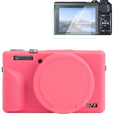 Rieibi silikoninis dėklas Canon G7X Mark III, G7X Mark III, priedai su 2 pakuočių ekrano apsauga, nuimama objektyvo apsauga Canon G7X Mark III