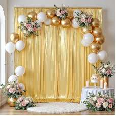 10x10ft Gold Sequin Backdrop užuolaida už partijos raukšlėtis nemokamai blizgučiai Backdrop užuolaidos 2 skydai 5x10ft Shimmer Backdrop audinys gimtadienio vestuvių išleistuvės