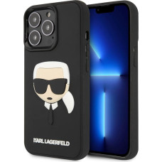 Karl Lagerfeld KLHCP13LKH3DBK dėklas iPhone 13 Pro / 13 6,1 colio juodos spalvos 3D gumos Karl's Head dėklas