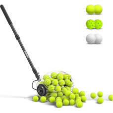 NEEWER TB01S Tennis Ball Collector, 30-58 inches/77-148 cm Telescopic Golf Ball Picker, Rolling Ball Collector with Basket for 1.5 - 3 Inch Balls, Training Accessories & Equipment