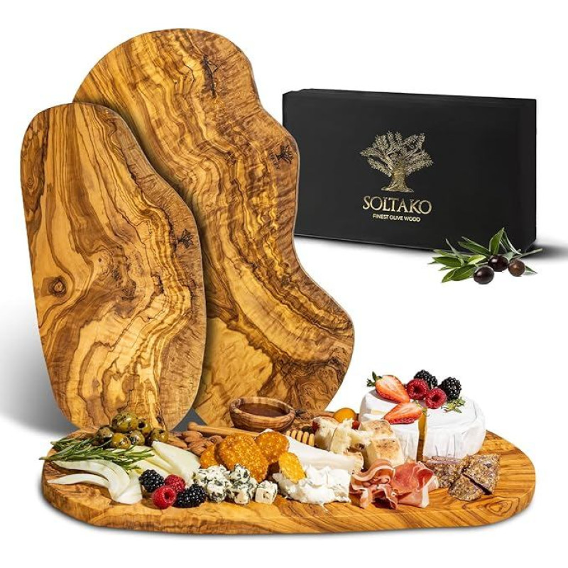 Alyvuogių medžio pjaustymo lentelių rinkinys iš 3 dalių 