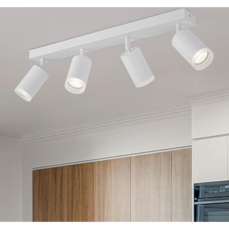 FORCOSO Deckenstrahler Schwenkbar 350°, 4 Flammig Deckenlampe Weiß Spotlight, GU10 Spots Deckenleuchte, Blendfrei Strahler Innen Lampe Decke, Wohnzimmer Schlafzimmer Küche Deckenspots Wandstrahler