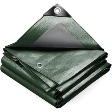 VOUNOT 4x6m Abdeckplane 240 g/m² Wasserdicht LKW Plane mit Ösen, Schutzplane Gewebeplane für Gartenmöbel Holz Trampolin Poll Auto, Reißfest Beidseitig Beschichtet, Silber-Grün