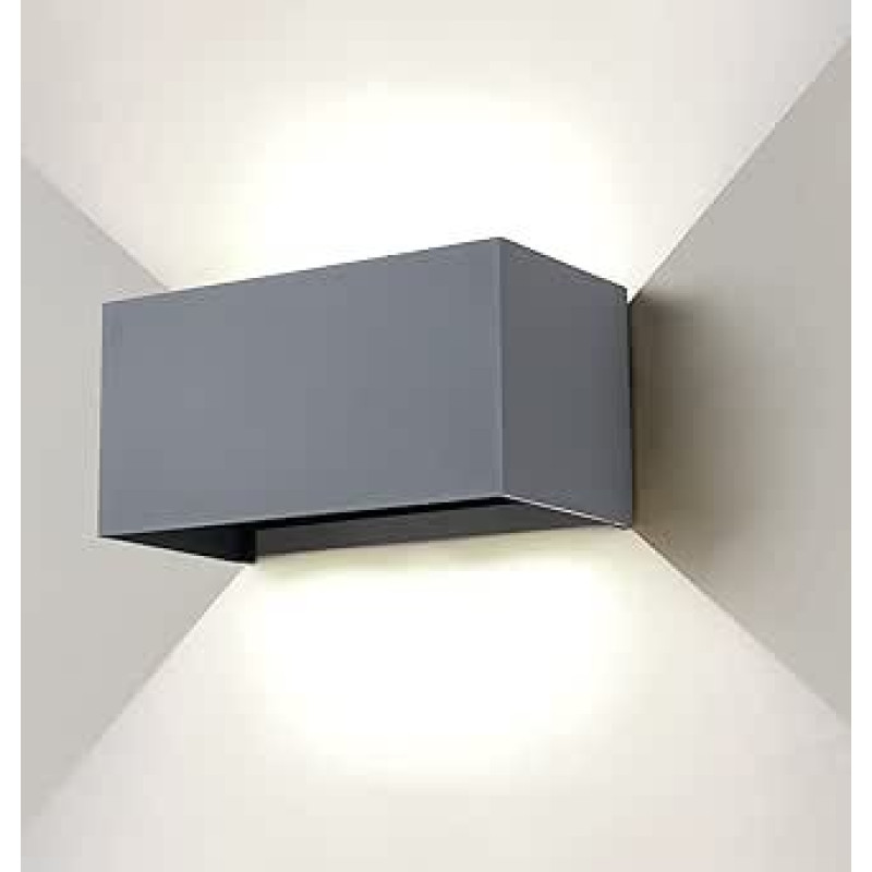 ENCOFT LED Wall Light Indoor/Outdoor 24 W Grey Outdoor Light Wall Lamp, IP65 Waterproof Outdoor Wall Light, 6000 K Cool White Outdoor Lamp, Up Down Light Beam Adjustable for Balcony