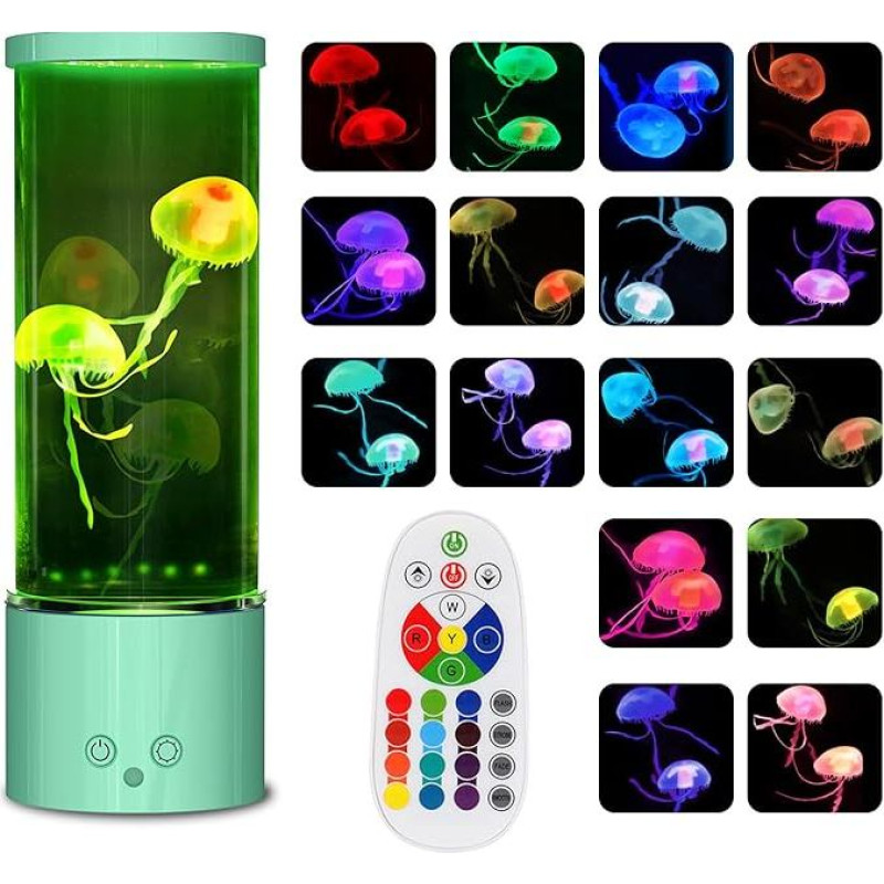 Soarling Jellyfish Lamp, LED Jellyfish Lamp, 17 Colours, 4 Light Modes, Jellyfish Aquarium Jellyfish Lamps with Remote Control for Children, 3 Brightness Mood Light for Relaxation, Bedroom