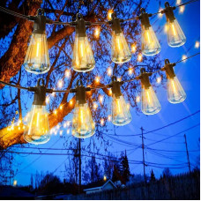 30 m Outdoor Fairy Lights, LED Fairy Lights, Outdoor Power with 50 + 2 Warm White ST38 Shatterproof Bulbs, IP65 Waterproof Outdoor Fairy Lights for Garden, Patio, Weddings, Parties, Bistro, Balcony