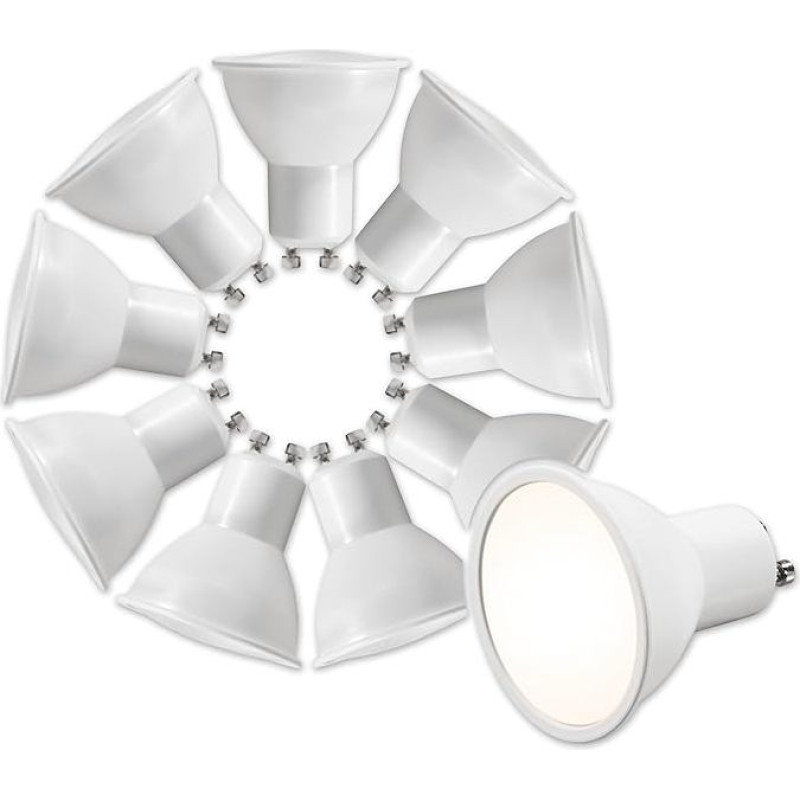 ADAKAT 10 LED prožektorių GU10 6 W, reguliuojamo apšvietimo, baltos spalvos, 4000 K