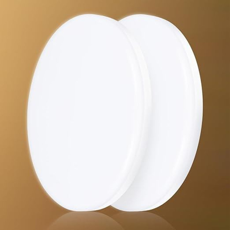 genatu Bathroom Lamp Ceiling IP65 Waterproof - 17 W LED 2335 lm Warm White 3000 K CRI80+ Flicker-Free - Flat 5.2 cm White Ceiling Light for Kitchen/Attic/Wardrobe (22 cm)