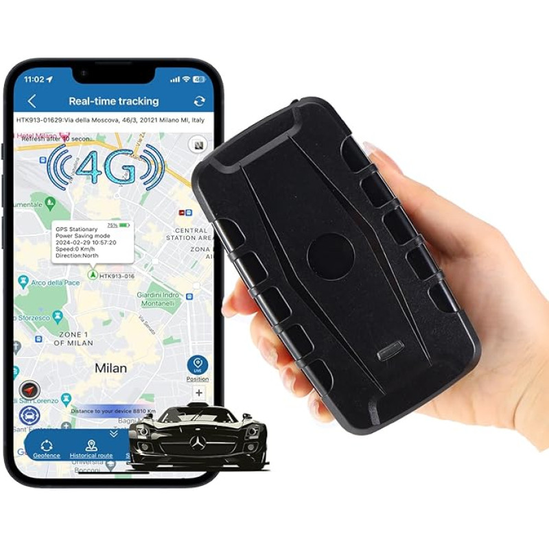 TKMARS 4G GPS seklys be ABO GPS seklys Automobilis 20000 mAh itin ilgas budėjimo laikas, stiprus magnetinis atsparumas vandeniui, keli pavojaus signalai