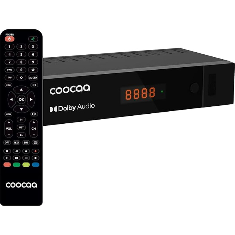 COOCAA HDS2610 Digital HD Satellite Receiver for Full HD TV, Access to over 2000 Channels, Dolby Audio, Includes HDMI Cable, User-friendly Menu, Black