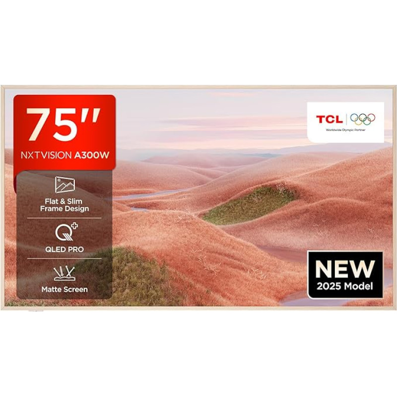 TCL NXTVISION A300W 75 Inch QLED PRO 4K Ultra HD TV, 4K HDR PRO, Matte Display, Smart TV Supported by Google TV (Dolby Vision IQ & Atmos, 144Hz Motion Clarity Pro)