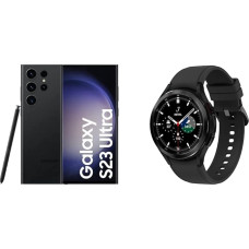 Samsung Galaxy S23 Ultra Android Smartphone, 256 GB, 5,000 mAh Battery + Galaxy Watch4 Classic, Round Bluetooth Smartwatch, Wear OS [Exclusive to Amazon]