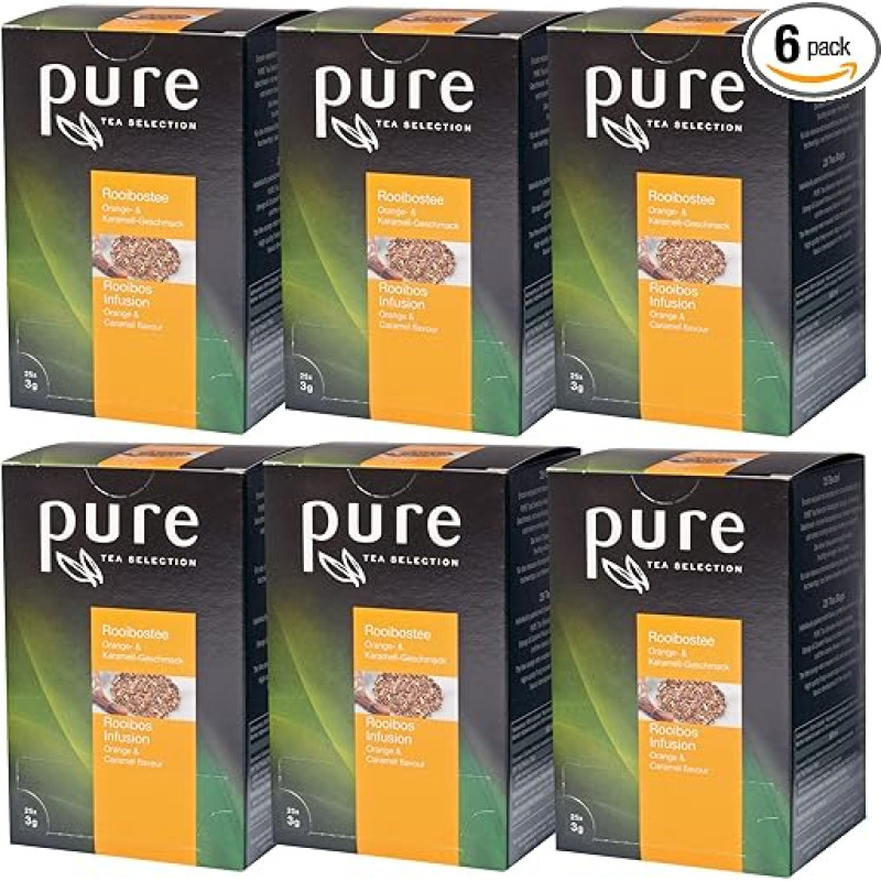 6 x Pure Tea Rooibos Orange Caramel 25 Servings Rooibo Tea Infusion Bag Nylon Tchibo Tea