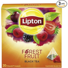 Lipton Black Tea Forest Fruit for Real Tea Connoisseurs from Sustainable Cultivation 20 Pyramid Bags 1 Pack of 3