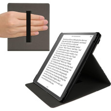 kwmobile Hülle kompatibel mit Amazon Kindle Scribe (2022/2024) Hülle - Case mit Schlaufe und Ständer - Galaxie Baum Wiese Blau Grau Schwarz