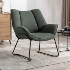 chairus Linen Lounge Chair for Living Room Balcony Modern Upholstered Chair Relaxing Chair with Metal Legs (Green)
