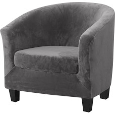 MINGPINHUIUS Upgrade Stretch Chair Covers for Armchair, 2 dalių aksomo dangtelis su pagalvėlės dangteliu, nuimamas, skalbiamas klubo kėdės užvalkalas biurui, valgomajam, svetainei, miegamajam (tamsiai pilka 1)